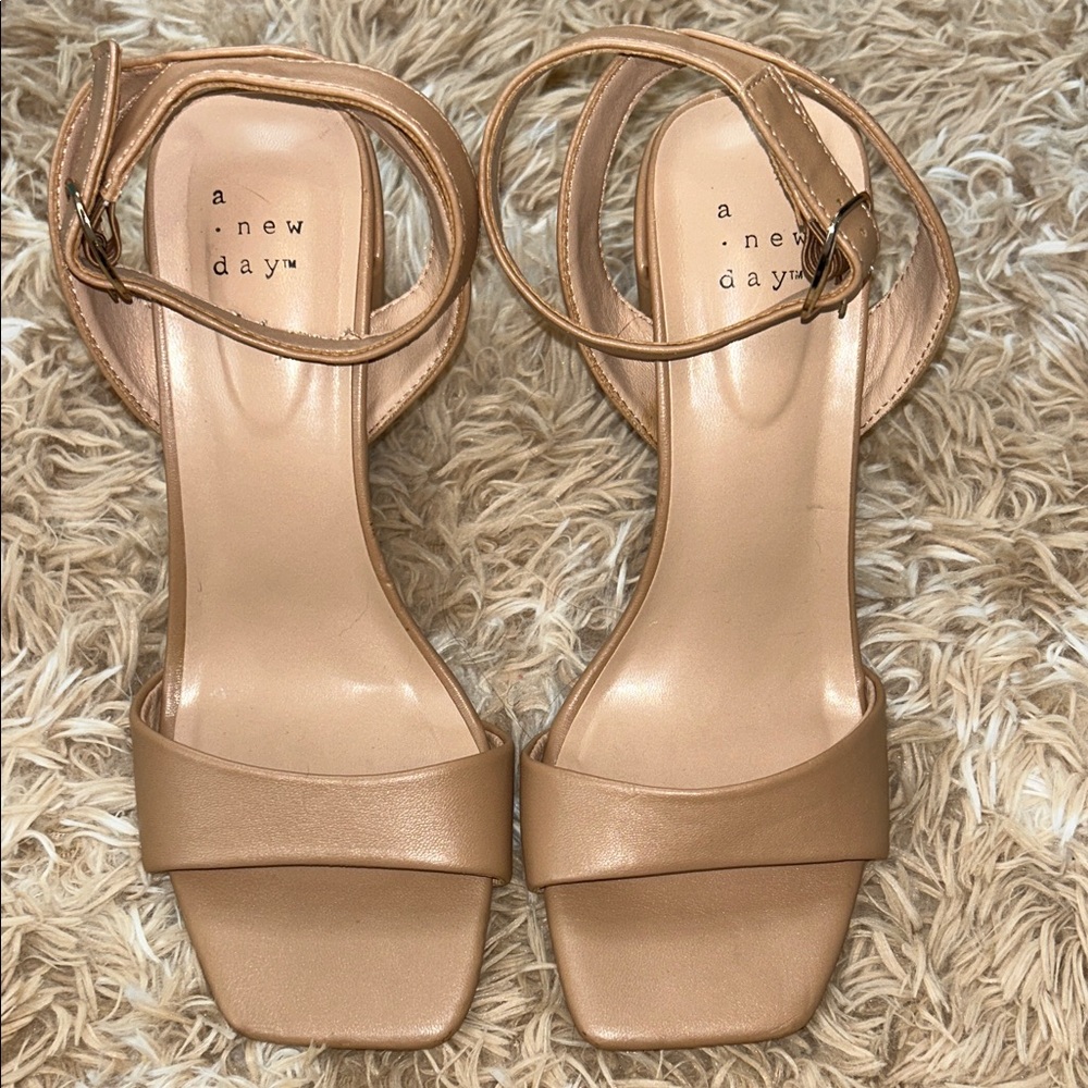 A New Day Women's Beige Heeled Sandals